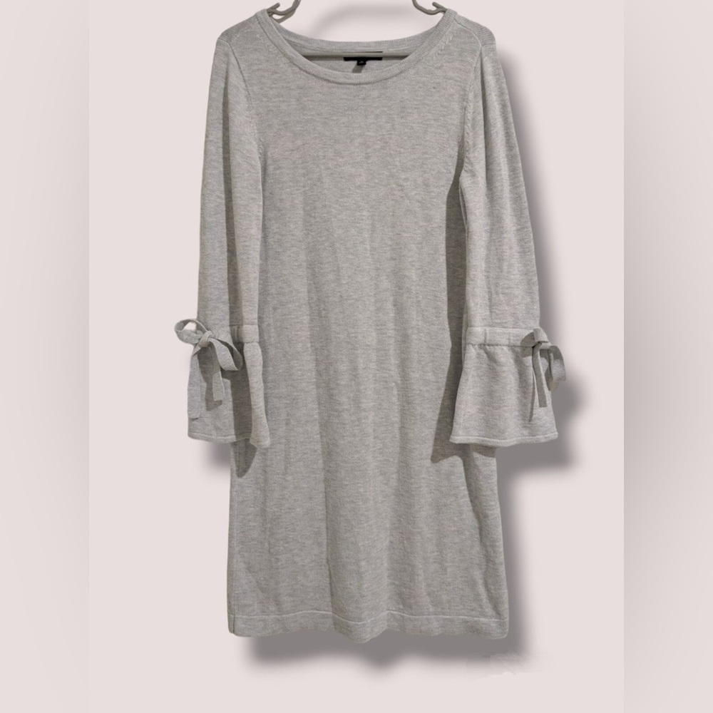 Banana Republic Grey Bell Sleeve Bow Sweater Dress Medium